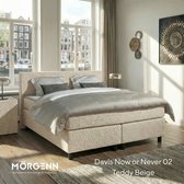 Anno 1588 - Sommier tapissier Amsterdam - Ressorts ensachés - Teddy Beige - 140x200 cm - Couette et oreillers inclus