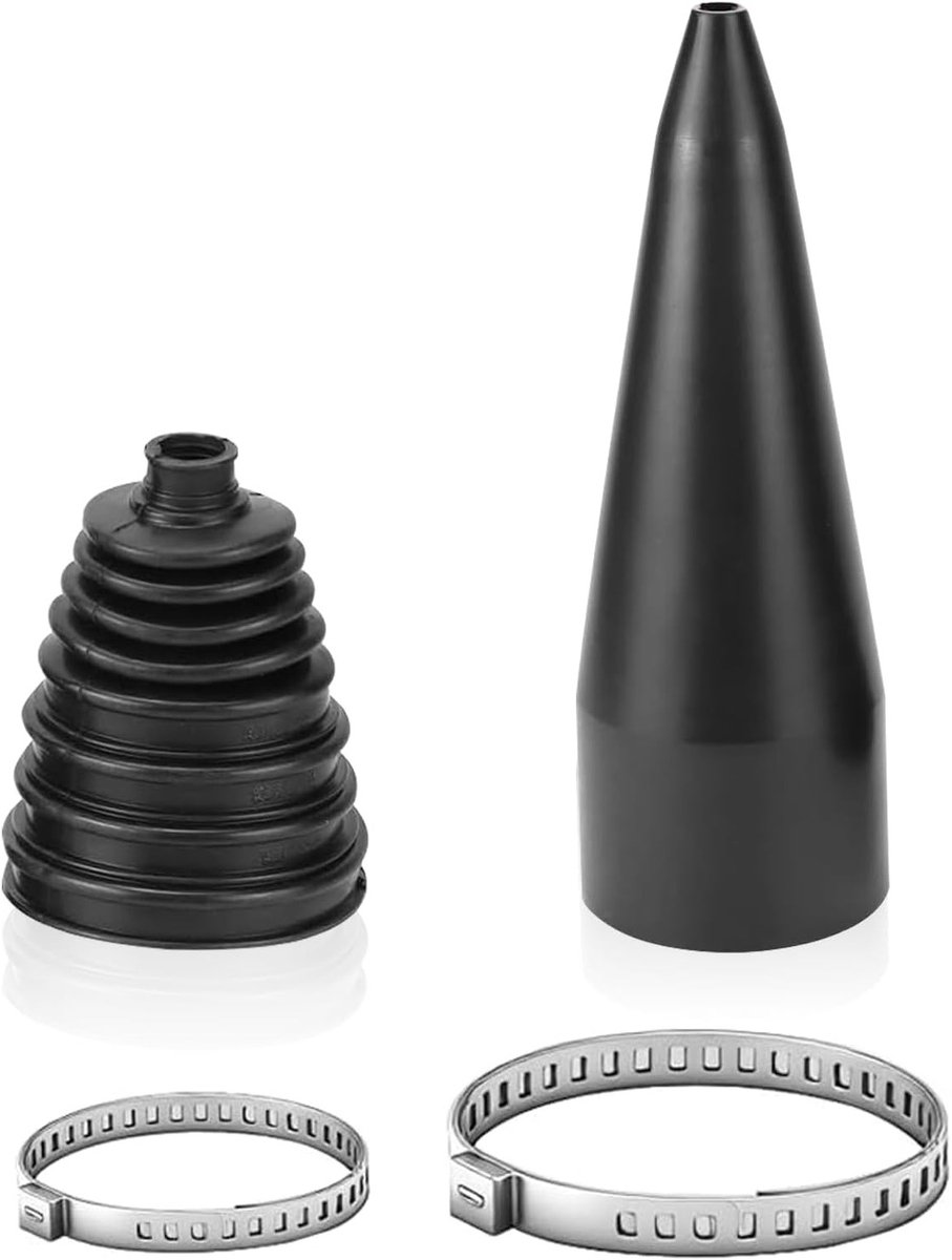 2-delige universele asmanchet set met metalen klemmen, inclusief montageconus, stretch en duurzame asmanchetten (zwart)