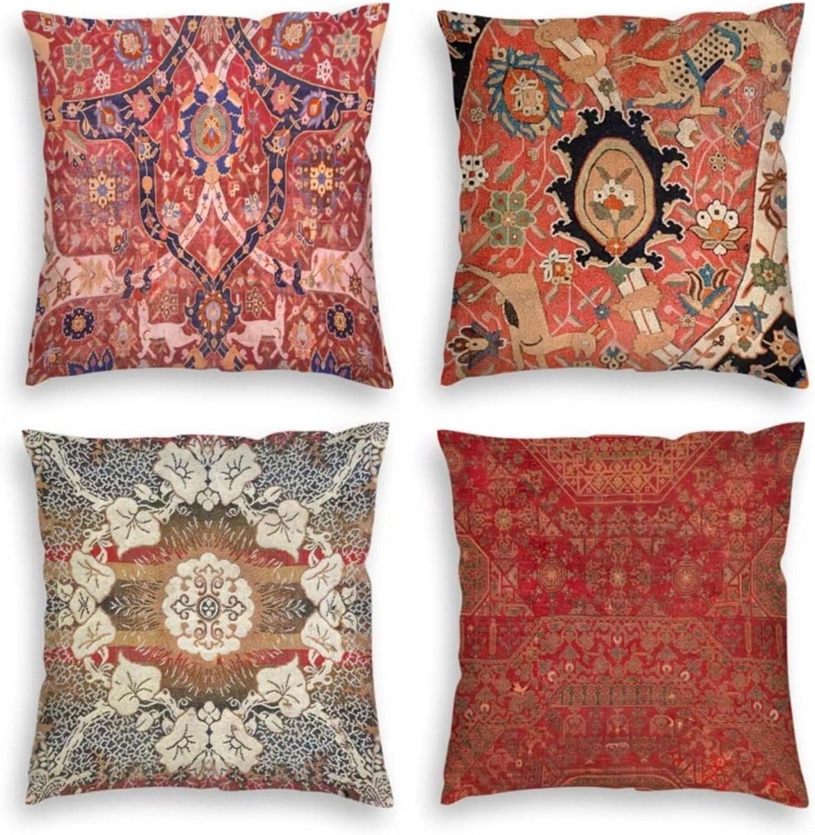Kussenhoezen Set - Decoratieve Kussens - Woonkamer Aankleden - Dubbelzijdig Bedrukt - 60 x 60 cm - Marokkaans Patroon