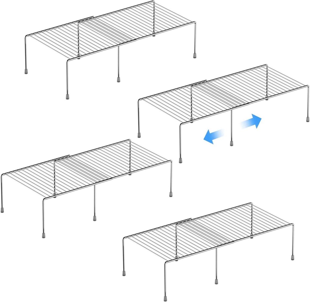 Keukenkast Plank Organizer - Verstelbare Organizer - Meer Ruimte Creëren - Uitschuifbaar Ontwerp - Tot 58 cm - Chroom