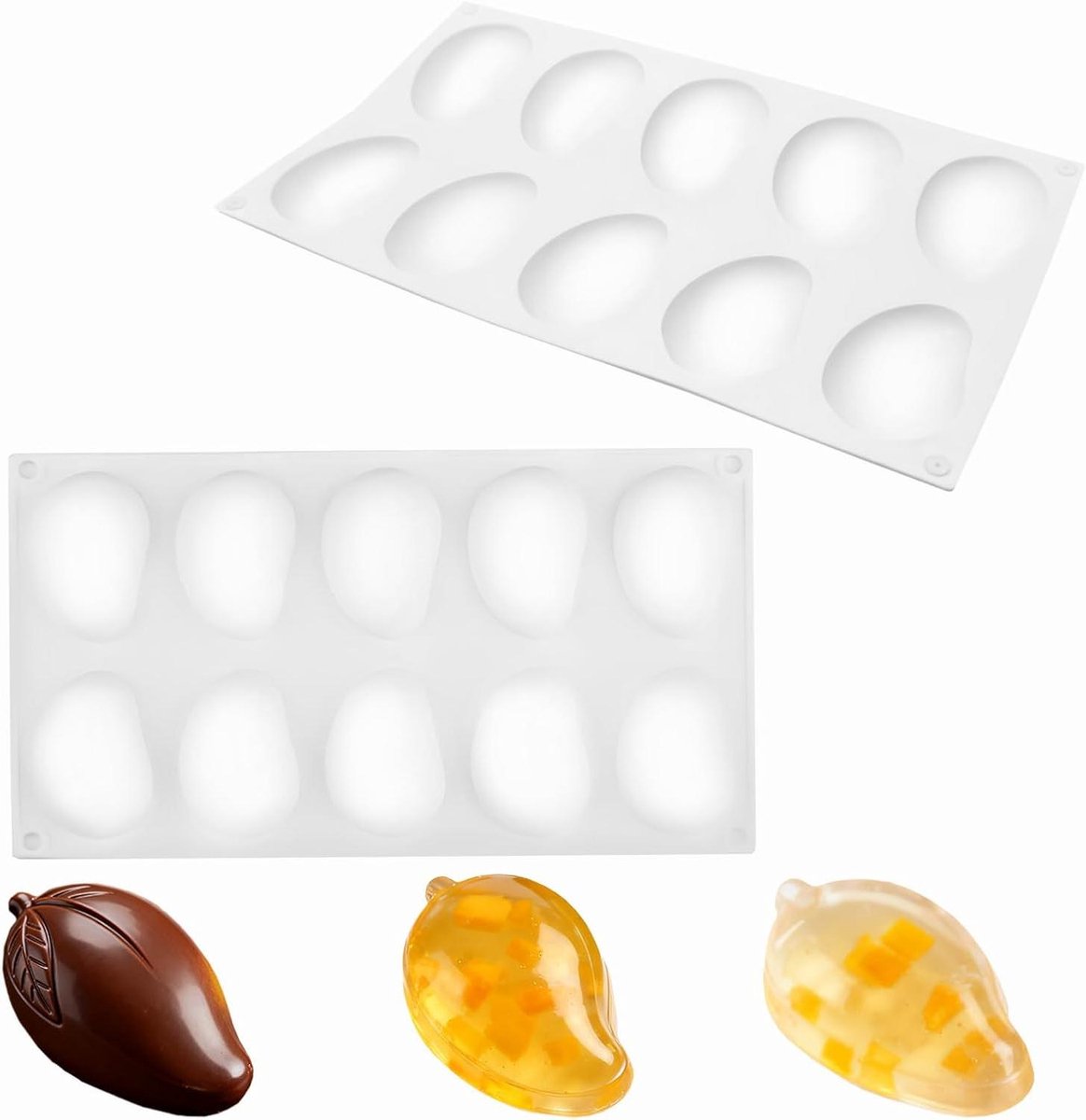 Bakvorm Mango - Fruit Vorm - Taarten Decoreren - 10 Mango Holtes - 1 Stuk - Wit