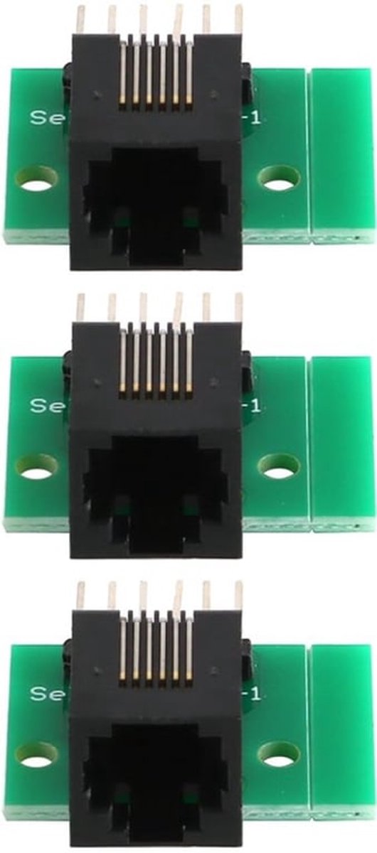 3PCS RJ11-connector met PCB-bord, RJ11 6P6C Breakout-bord met gebogen pin