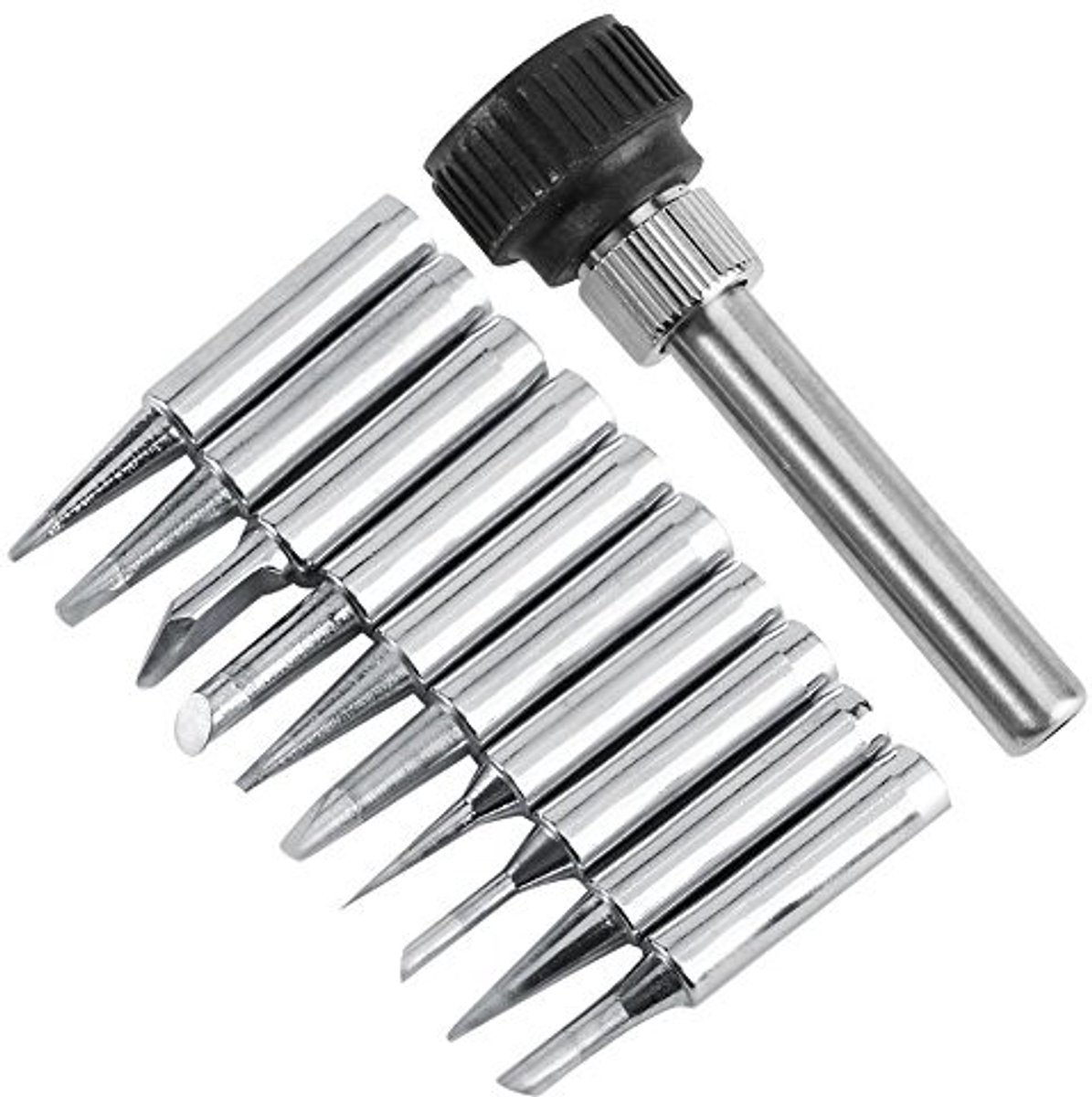 Smoakez - Soldeerboutpunten Loodvrij Koper - Professionele Soldering Tips - Zwart - Retaining Sleeve - 10 Stuks - Geschikt voor 936 937 938 969 858...