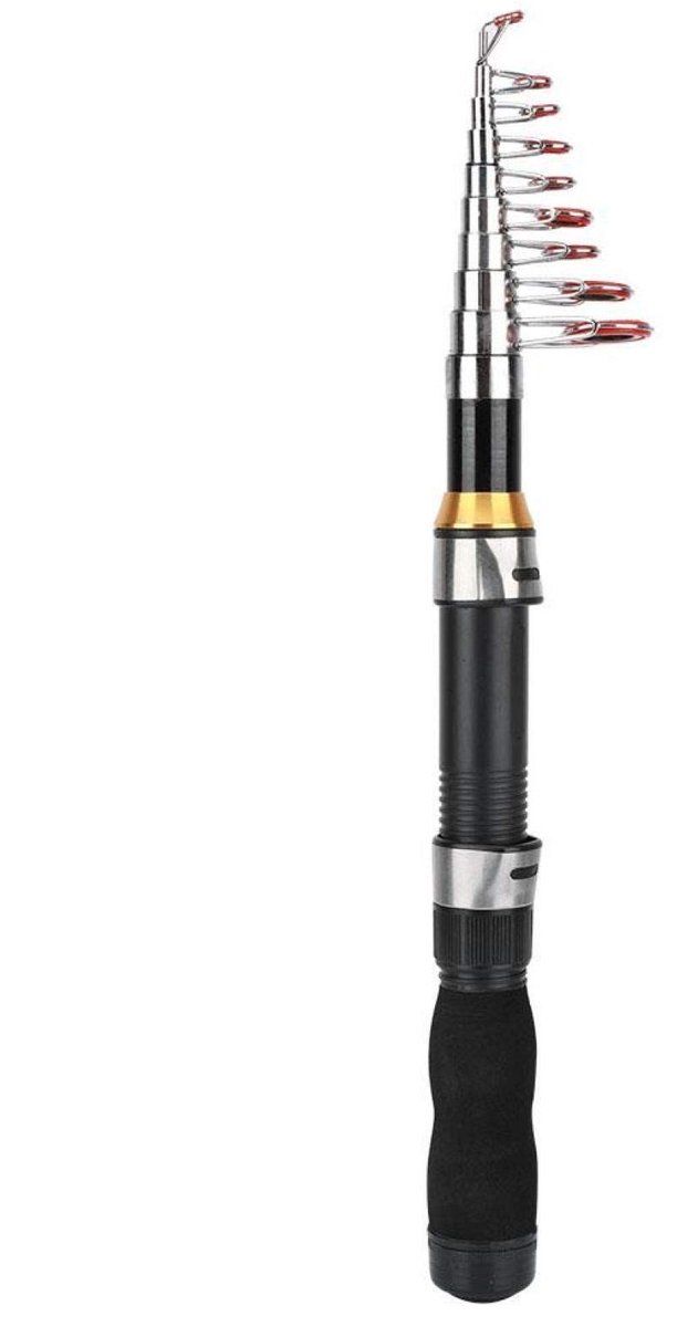 Elzusha - Mini Bag Fishing Rod - Beginners Hengel - Lichtgewicht en Draagbaar - Zwart Zilver - Zeevisserij en Zoetwatervissen - Ideaal voor Volwass...