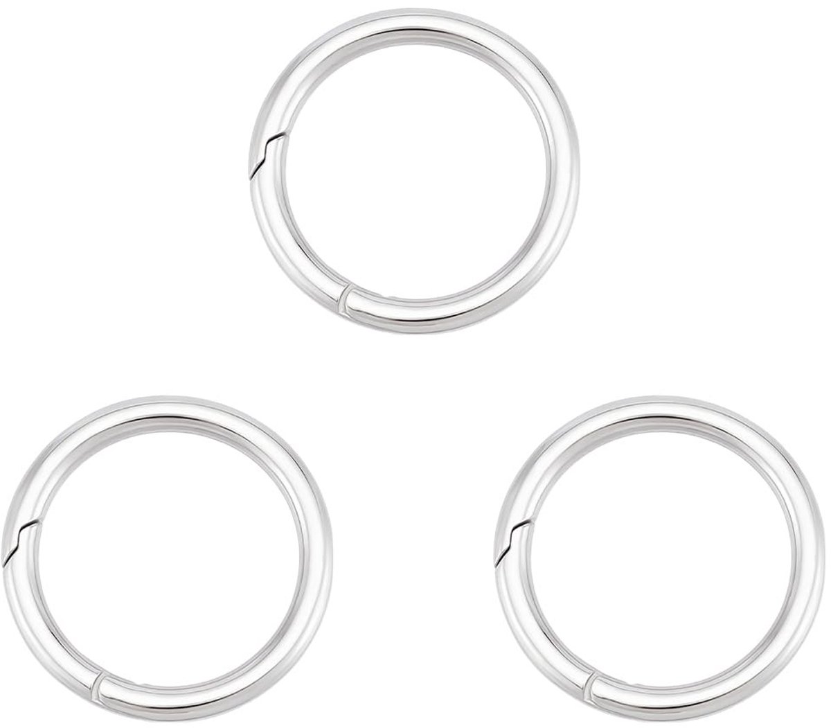 Dailygoods - Roestvrijstalen Veerringen - Klikveer en Karabijnhaak - Perfect voor Sleutelhangers - 35 x 3,5 mm - Handig voor Tas en Schouderriem - Set
