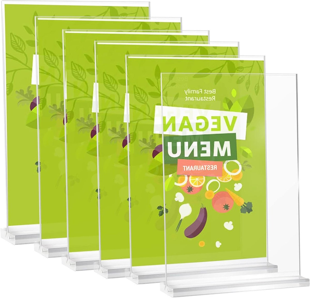 Set van 6 A5 Acryl Menu Kaarthouders - Postcard Stand voor Restaurant, Café en Hotel