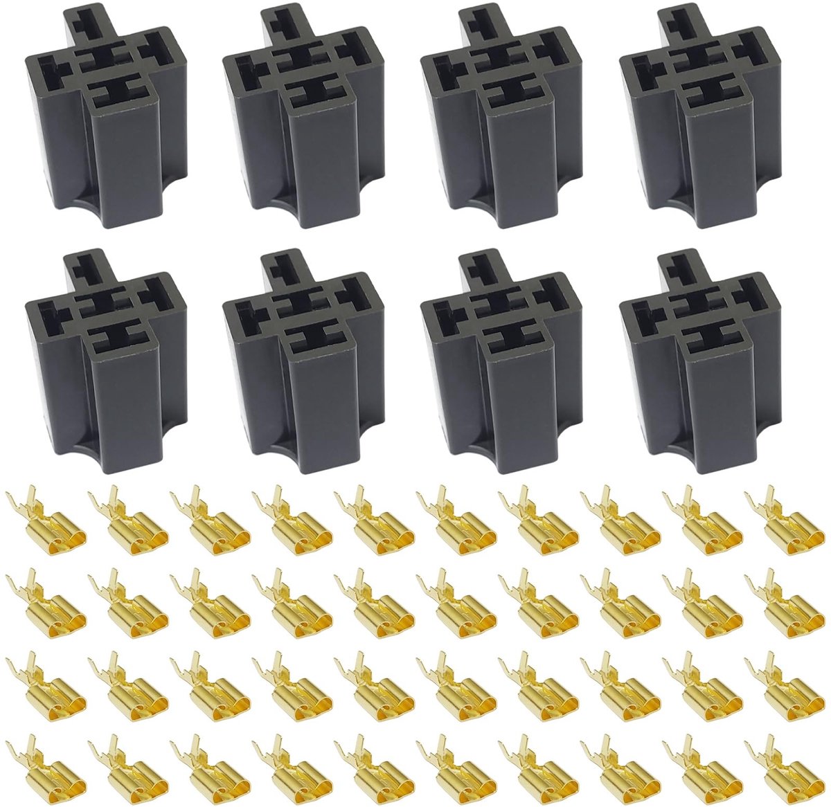 Dailygoods - Auto Relay Plug Holders - 8 Set met 6.3mm Terminals - voor 4 Pin en 5 Pin Relays - 10A 12V/24V - betrouwbare verbinding - veelzijdig en e