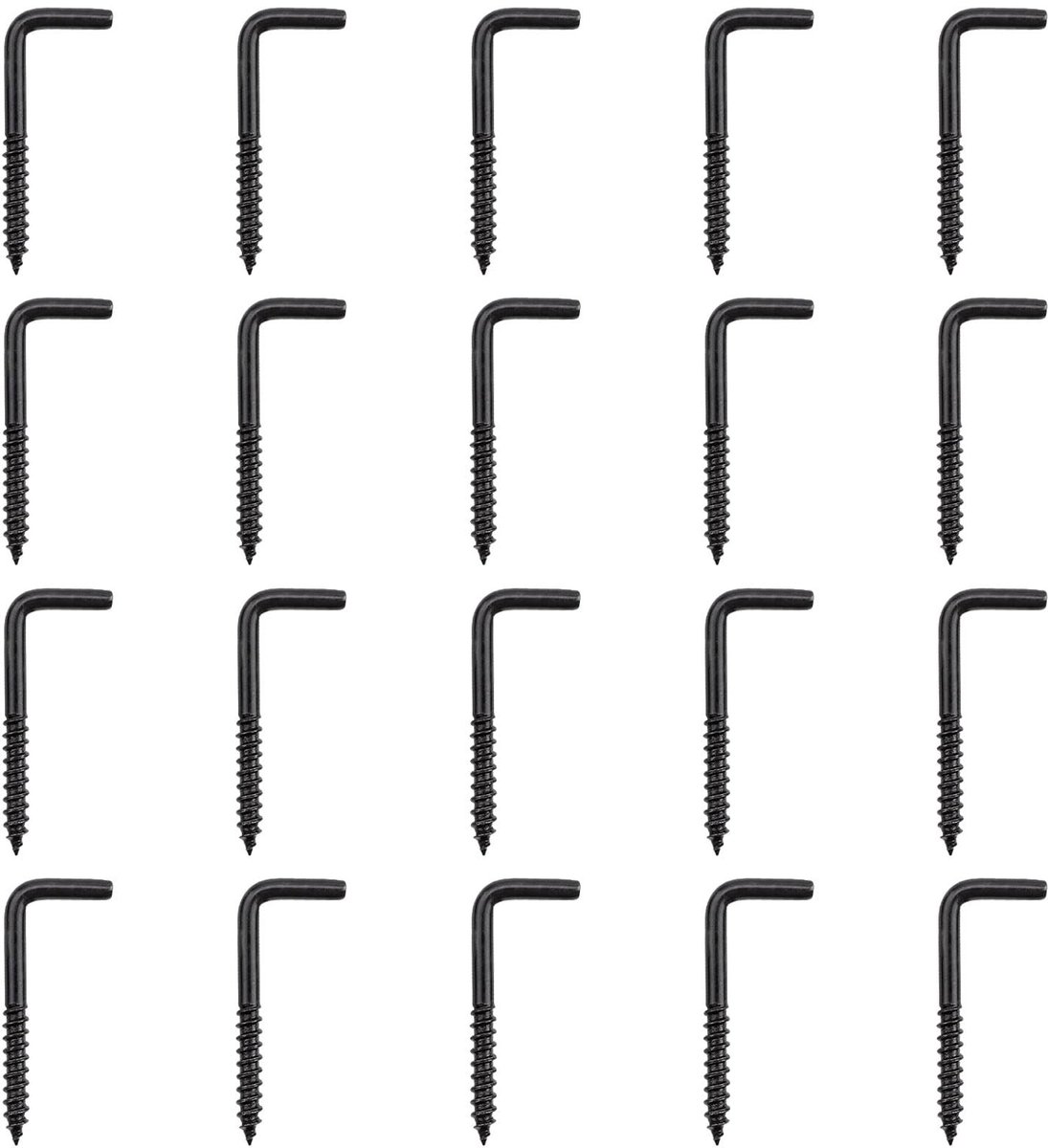 Dailygoods - L-haakschroeven - Zelftappende haken - Roestbestendig - Zwart - Dressoirschroeven - Ideaal voor meubels - 24 stuks