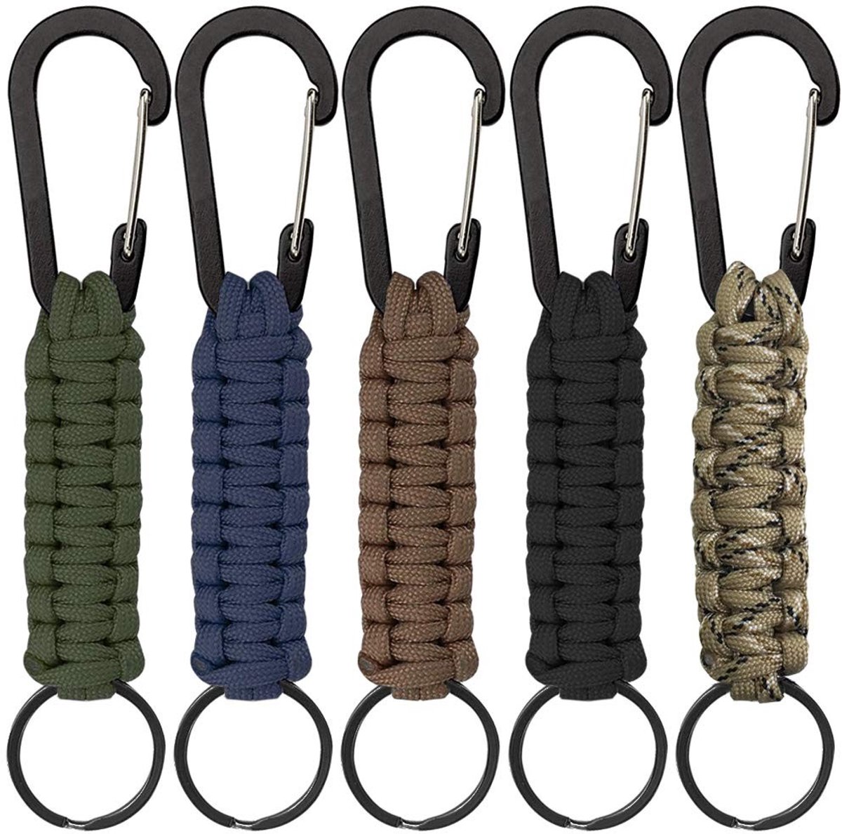 Dailygoods - Paracord Sleutelhangers met Karabijnhaak - Gevlochten Sleutelkoord - Duurzaam en Sterk - Geschikt voor Outdoor - Handig voor Sleutels, Me