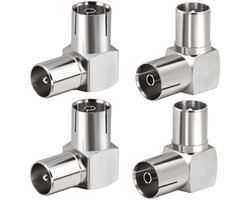 Livia home - TV-antenne - Coaxiale stekker - Verliesarm - Zilver - RF-adapter - Geschikt voor satellietkabel - 4 stuks