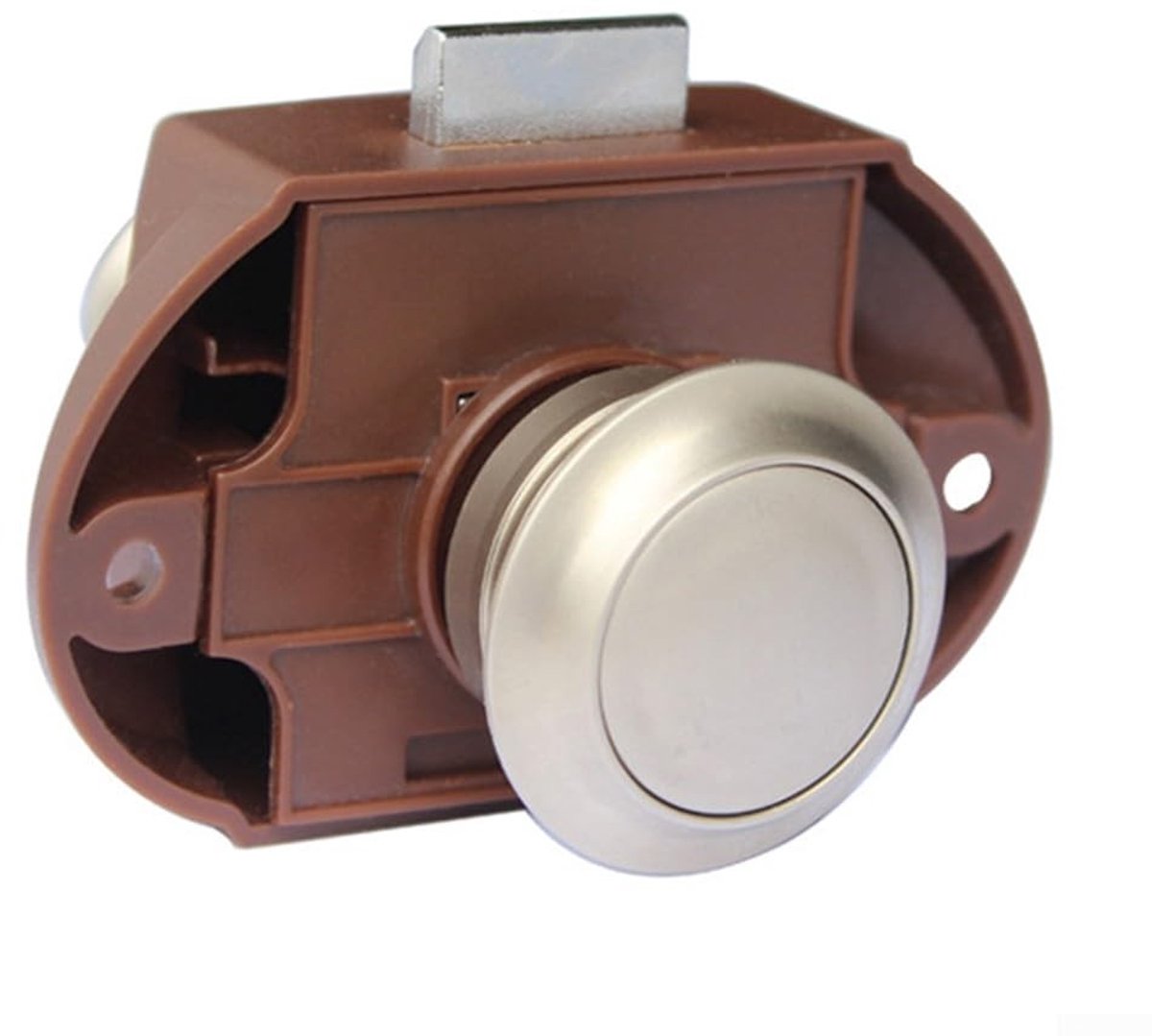 Jhubersproducts - Drukknopslot - Drukknopsloten - Handvat knop slot - Mat nikkel - Kastlade vergrendelingen - Geschikt voor boot en camper - 10 x 5 x