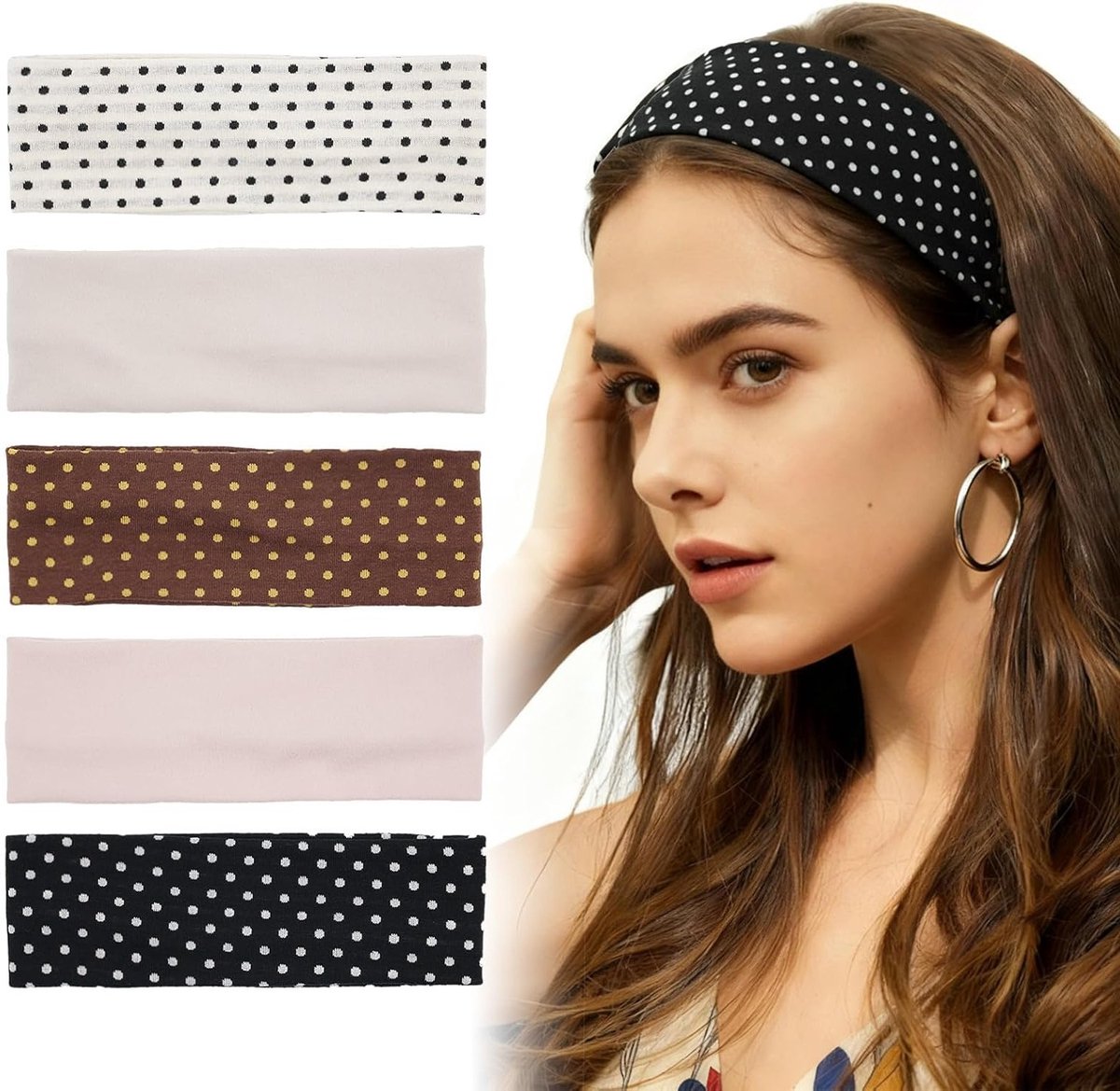 Set van 5 Zachte Elastische Haarbanden voor Dames - Ideaal voor Yoga, Fitness en Dagelijks Gebruik