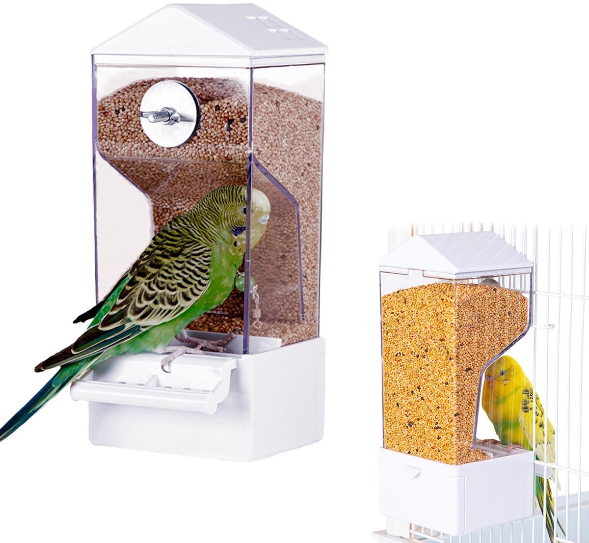 Jhubersproducts - Automatische Voederdispenser voor Vogels - Eenvoudig te Installeren - Transparant Vogelvoederhuis - Geschikt voor Papegaaien - Vogel