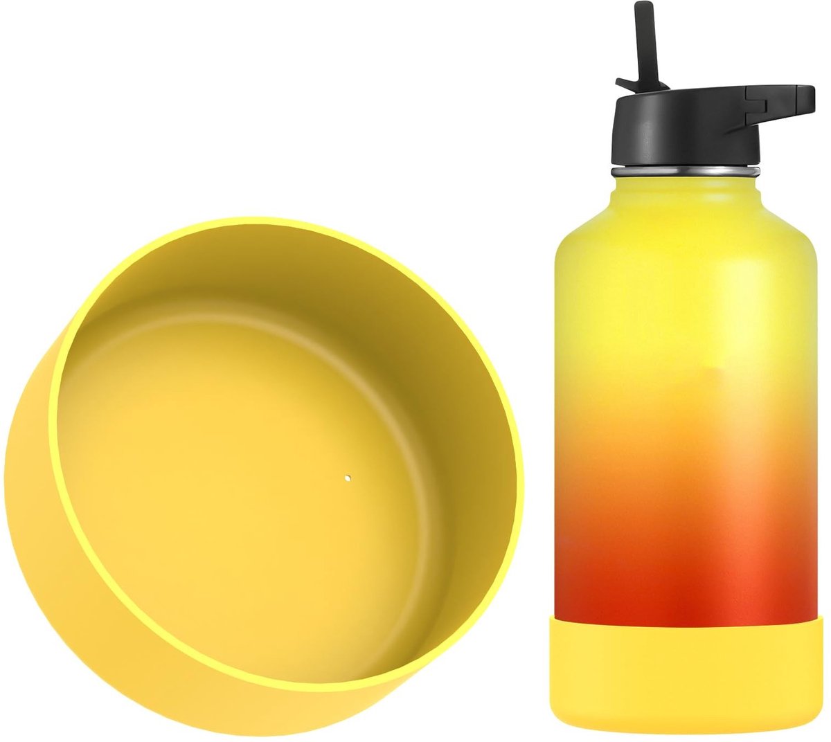 Jhubersproducts - Waterfleshouder - Siliconen Bescherming - Geel - Flessenbumper - Compatibel met °FLASK - Geschikt voor 64 oz Flessen