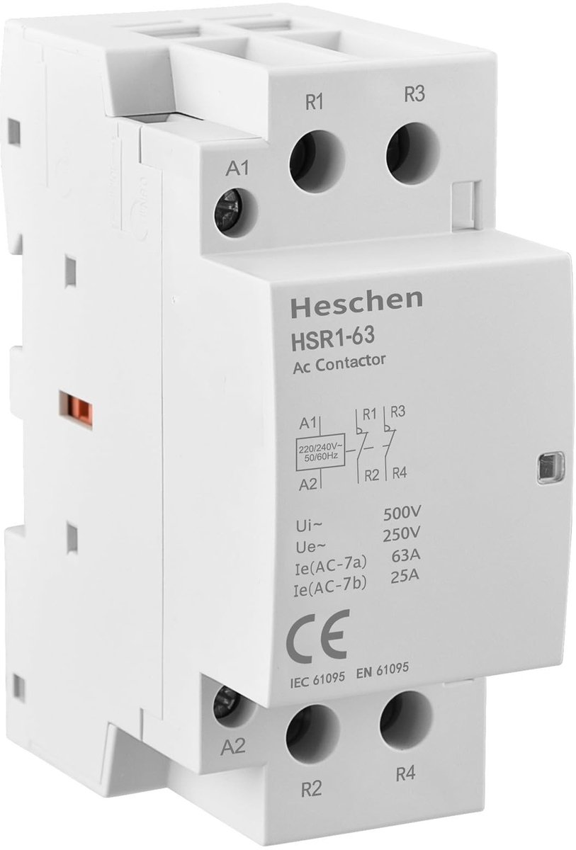 Jhubersproducts - Huishoudelijke schakelaar - HSR1-63 - 2-polig - 35 mm DIN-railhouder - AC 220V - Veiligheidsbeveiliging - Voor elektrische installat