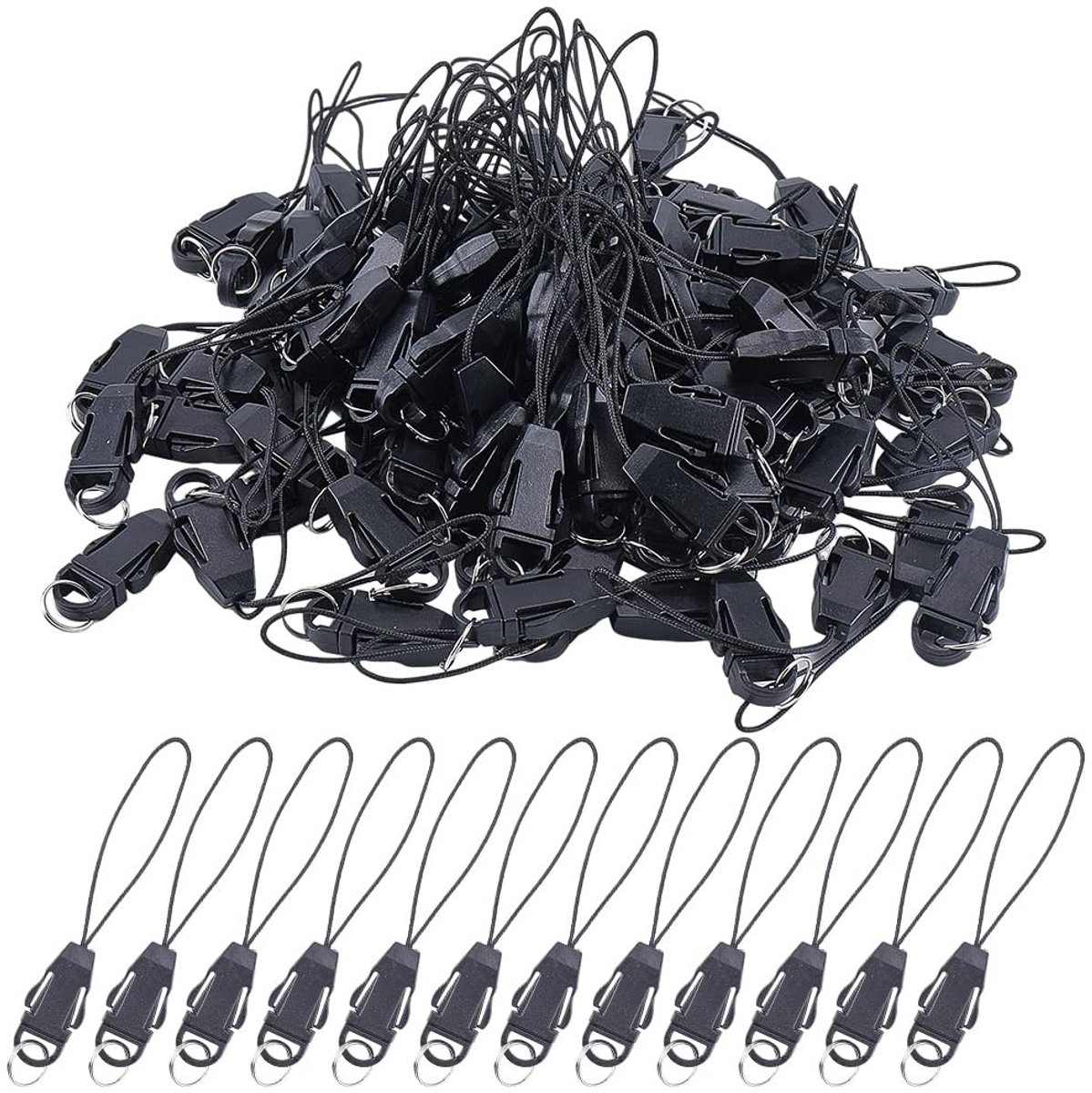 Vlemico - Mobiele Telefoon Polsband - Anti Verlies Lanyard - 100 Stuks - Afneembare Gesp - Telefoon Accessoires - Geschikt voor Sleutels - Korte La...