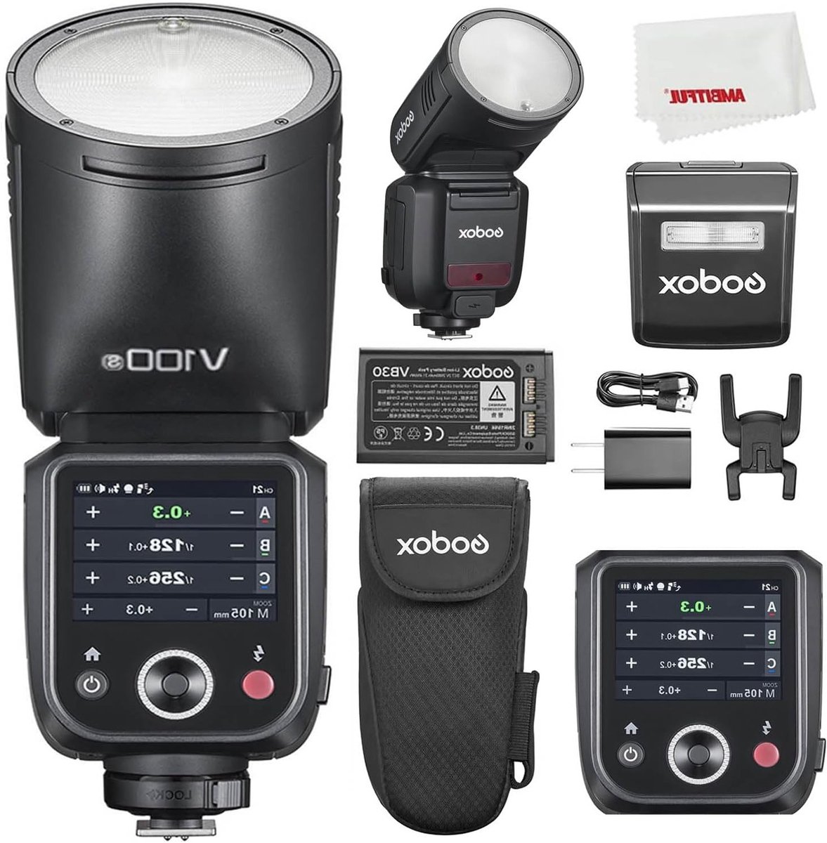 100Ws TTL Li-Ion Rond Hoofdfles voor Sony Camera's, 400 Flitsen, 1.7s Oplaadtijd, SU-1 Subflits, Aanraakscherm en Eenvoudige Koppeling met X3