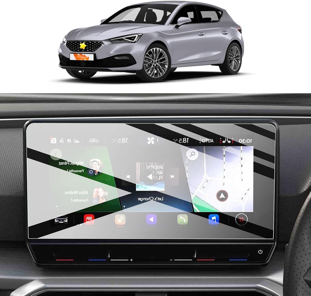 10 Inch Screen Protector voor Seat Leon MK4 KL ST FR 2020-2022 - Beschermfolie voor Navigatiesysteem, GPS en Tempered Glass Beveiliging