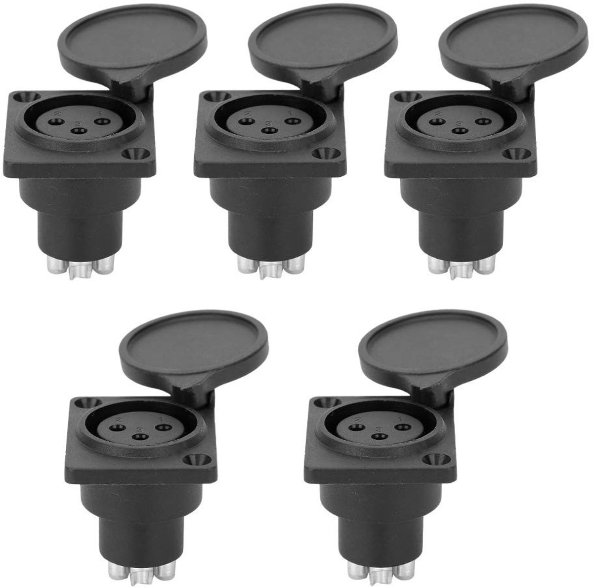 Dailygoods - Xlr Vrouwelijk stopcontact - Waterdicht en robuust - Set van 5 - Ideaal voor audio - Perfect voor microfoons - Geschikt voor buitengebrui