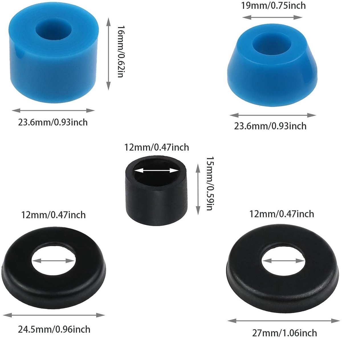 Smoakez - Skateboard Truck Bushings - Vervangingsset - 3 Sets - Skateboard Accessoires - PU en metaal - Geschikt voor 7 Inch Skateboards
