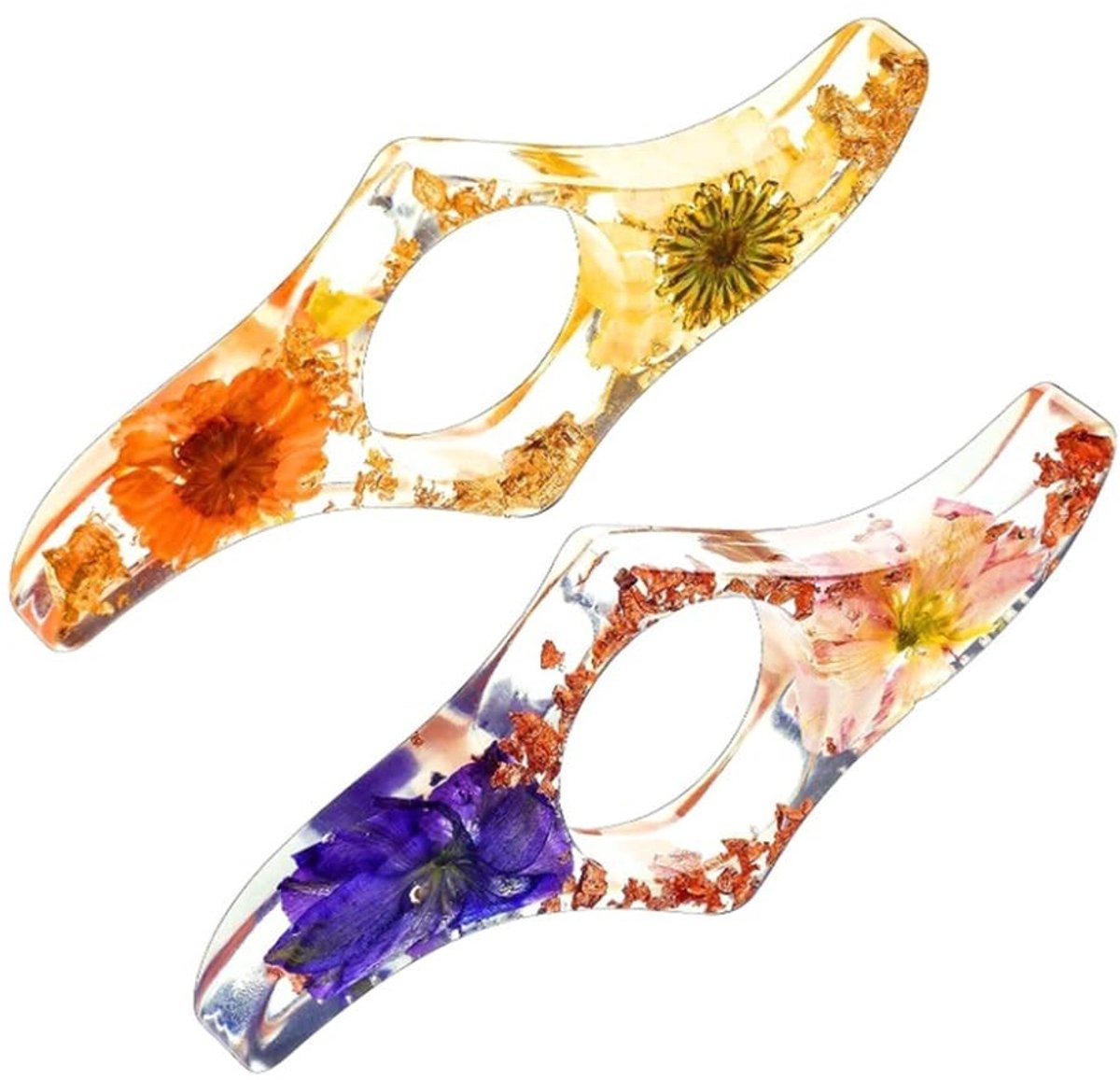 Vlemico - Dried Flower Thumb Ring - Bookmark voor Lezers - 2 Stuks - Handig en stijlvol - Perfect voor boekenliefhebbers - Ideaal voor elke pagina ...