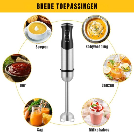 KAD® Staafmixer - Staafmixer Set - Staafmixers - Staafmixer Met Hakmolen - Staafmixer Draadloos - Grijs/Zwart - 23cm x 12cm x 7cm van Merkloos — afbeelding 5