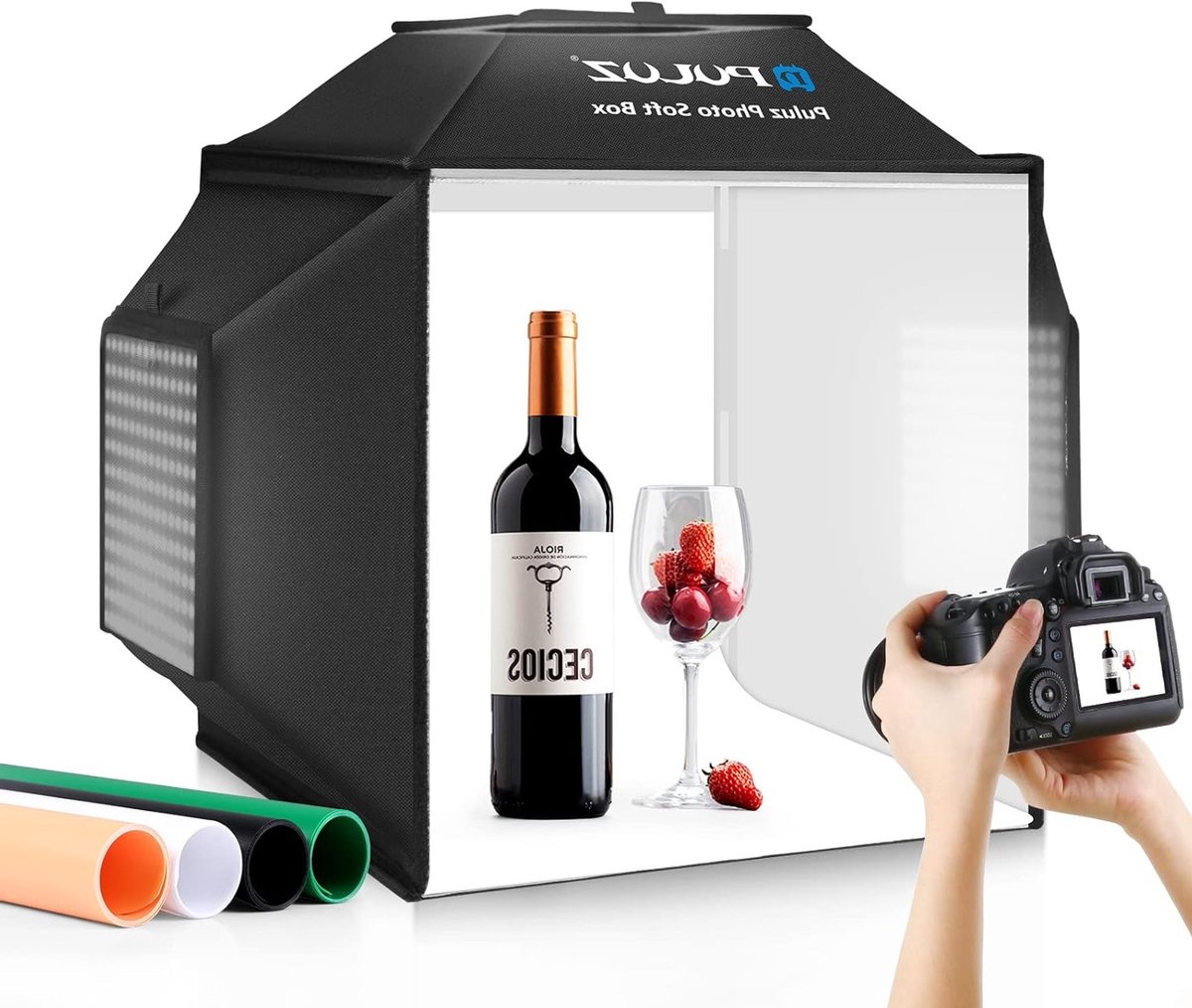 Professionele Fotostudio Lichtdoos met 480 LED Lampen, 3 Lichtpanelen en 4 Achtergronden voor Product- en Sieradenfotografie, 40 cm groot