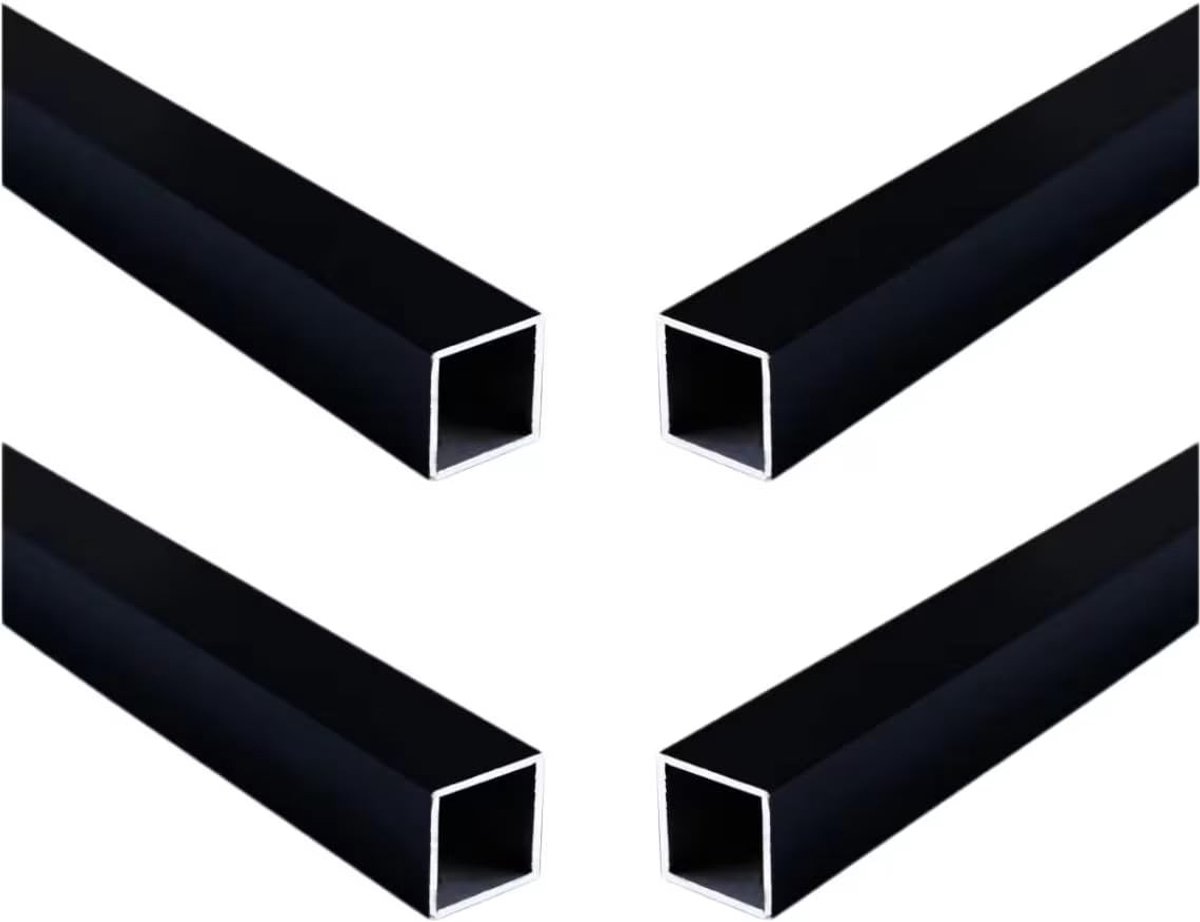 Dailygoods - Aluminium vierkante buizen - Hoogwaardige materialen - Zwart - Perfect voor constructie en decoratie - 4 stuks - 10mm x 10mm x 300mm
