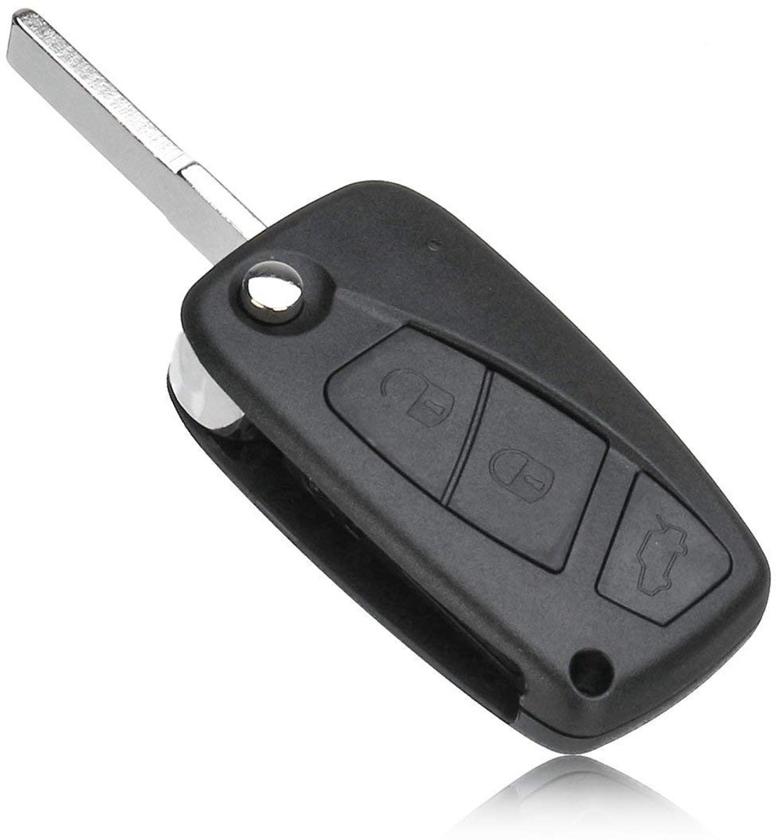 ONF3 - Flip Key Case - 3 Knoppen - Zwart met Chroom - Sleutelbescherming - Geschikt voor Peugeot Bipper Boxer Expert Partner