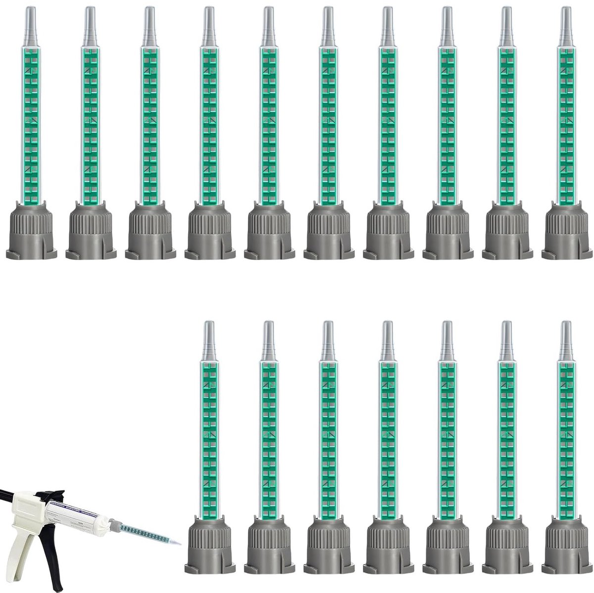 20 Stuks Mengnozzles voor 50 ml AB Lijmpatronen - Perfect voor 2K Hechting en Precisie Menging