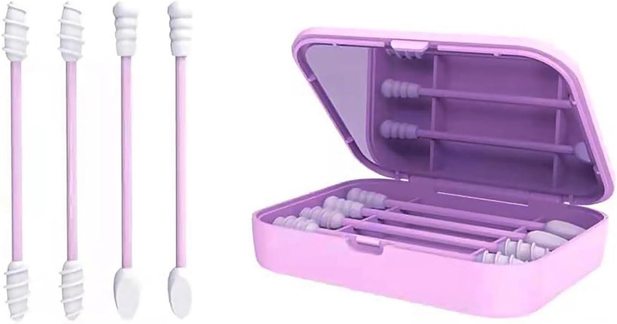 Herbruikbare siliconen wattenstaafjes voor oren en make-upverwijdering met opbergdoos - ideaal voor persoonlijke verzorging en hygiene