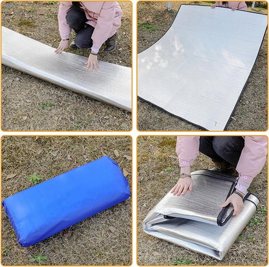Camping Isolatiemat 200 x 200 cm - Dikke Aluminium Isolatie Mat, 2.5 mm, Waterdicht en Vouwbaar, Ideaal voor Picknicks, Wandelen en Strandactiviteiten — afbeelding 3