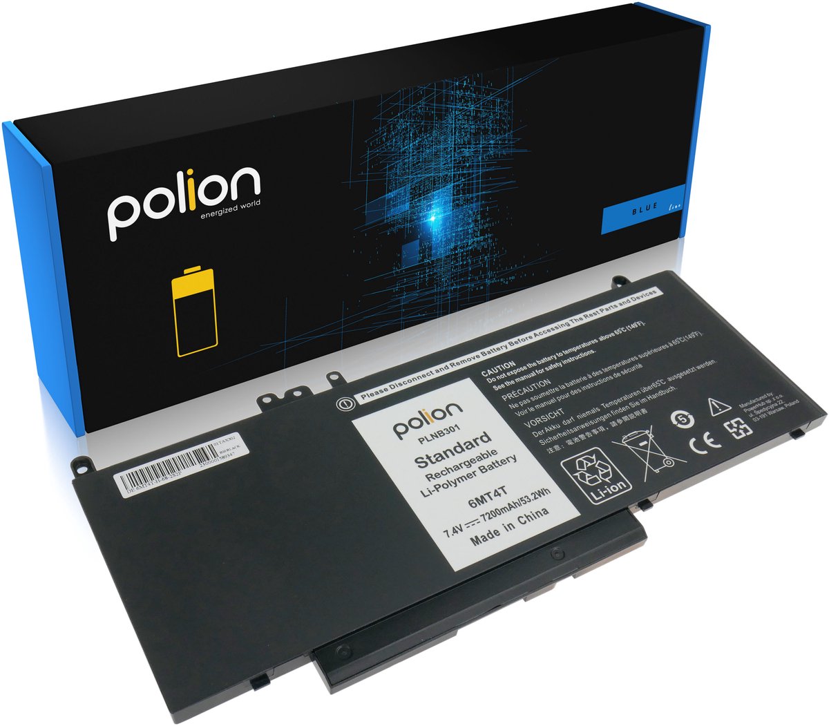 Polion Latitude Serie - Laptopbatterij - 7200mAh - 53Wh - Compatibel met Dell 6MT4T