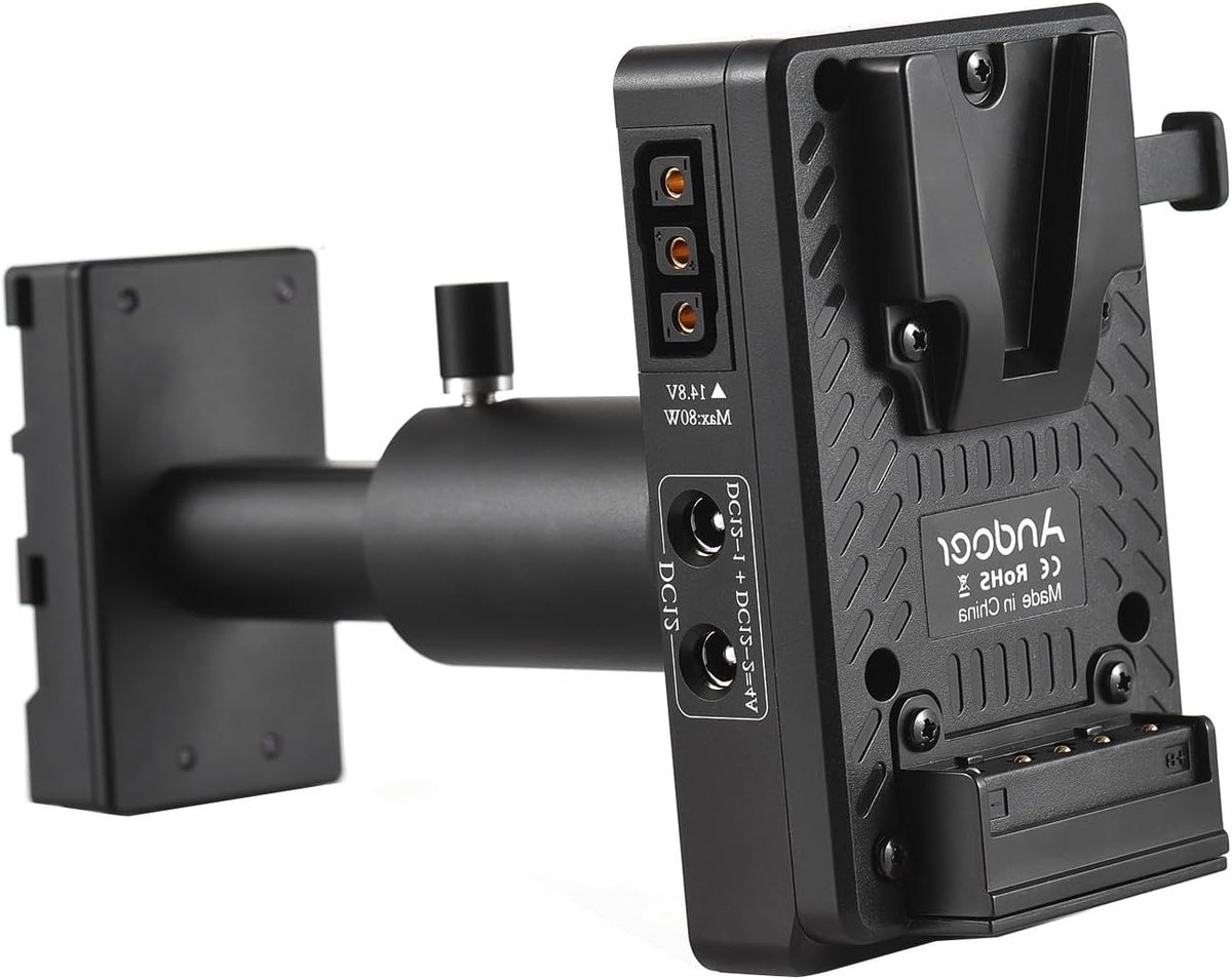 V-Mount Batterijplaat met Verstelbare Beugel en BP-U Dummy Adapter voor Sony Camera's, Geschikt voor BP-U30/U35/U60/U65/U70/U90/U98
