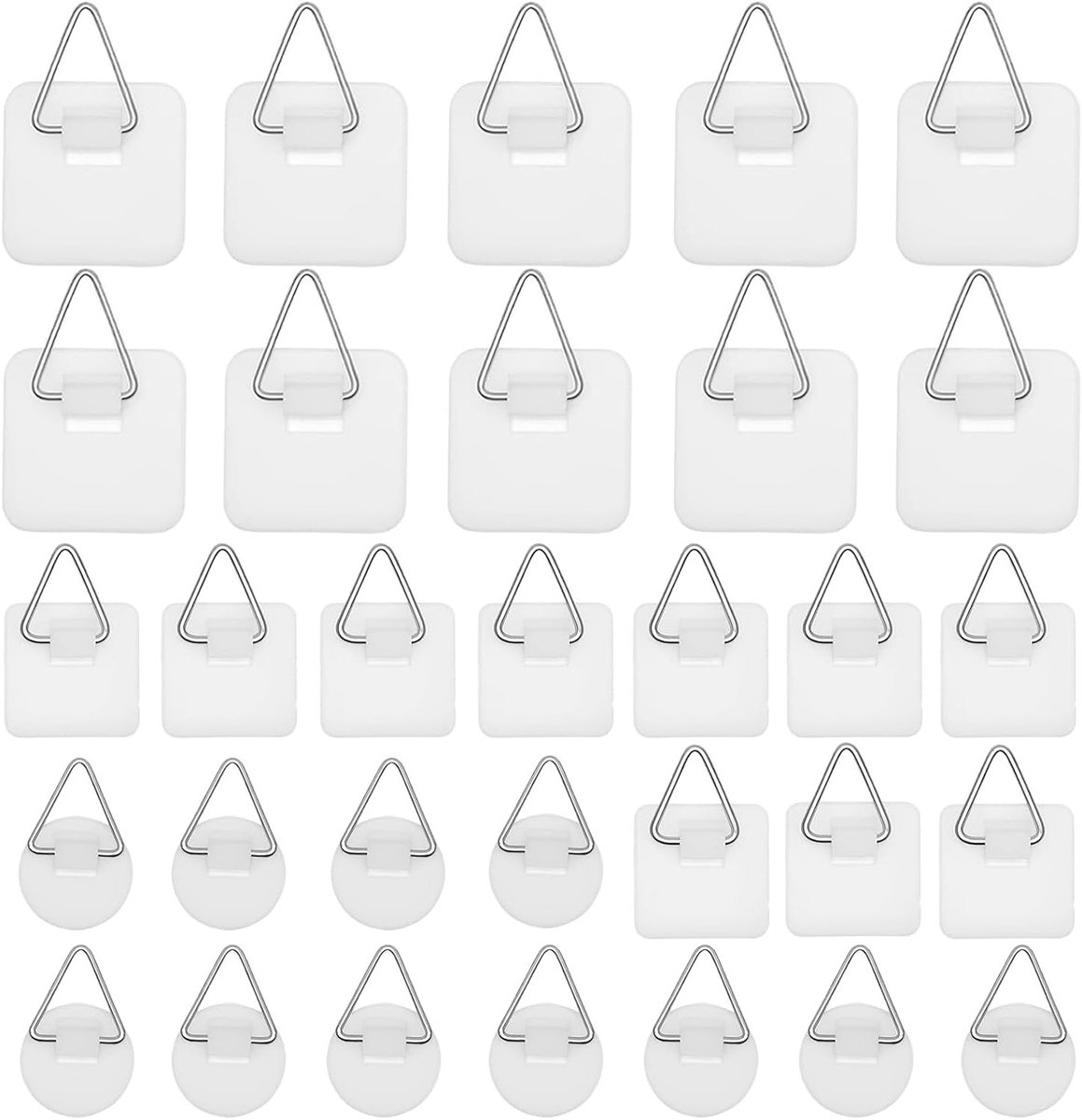 Set van 30 Zelfklevende Foto Hangers in Drie Vormen voor Glas, Keramiek en Decoratieve Objecten