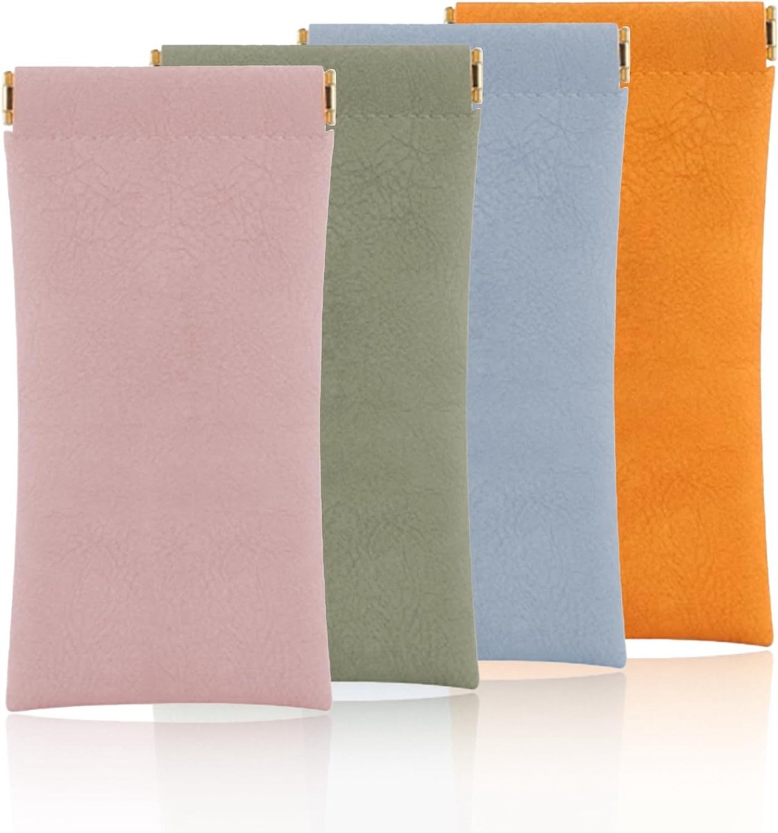 Set van 4 Zachte PU Leren Brillenhoezen, Beschermende en Waterdichte Opbergtas voor Zonnebrillen en Optische Brillen