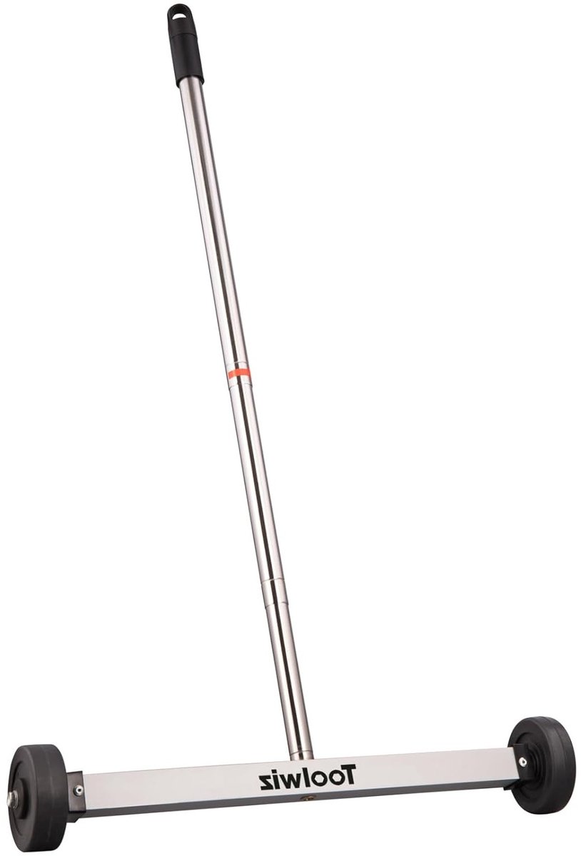 Magnetische Ophaaltool voor Tuin en Bouw - 43.2 cm, Zware Magnetische Veegmachine met Telescopische Houder en Wielen voor het Opruimen van Spijkers en Afval in de Tuin