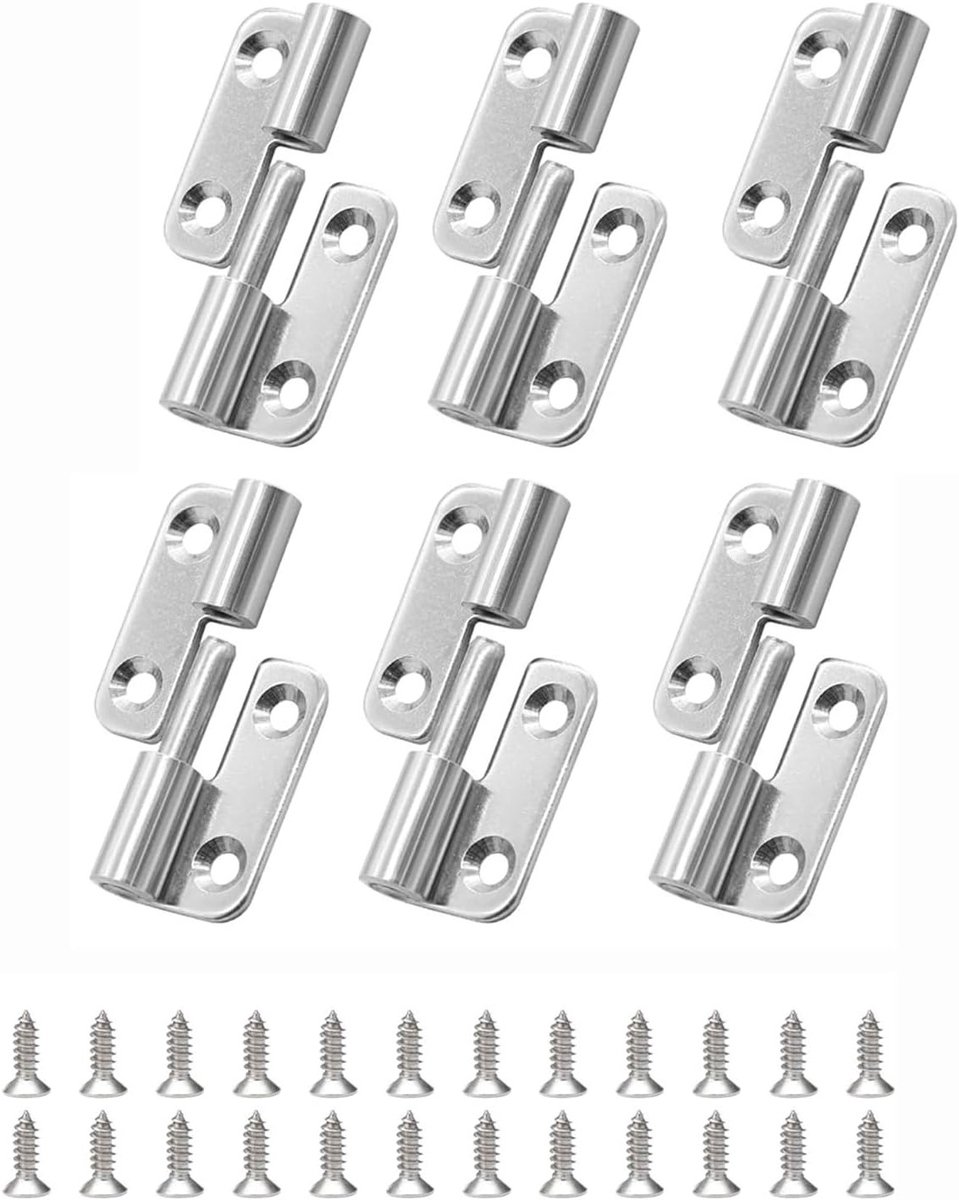 Verwijderbare Scharnieren 6 Stuks 37 x 33 mm RVS Deurscharnieren met M4 x 16 Schroeven voor Binnen- en Buitendeuren