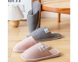 Comfortabele en ademende slippers voor mannen en vrouwen | Antislip katoen en linnen | Wasbare indoor slippers voor hotel, thuis en spa in de herfst en winter