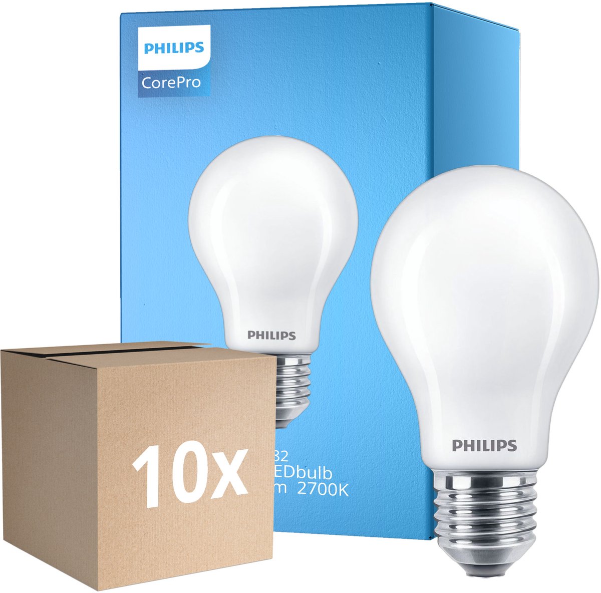 Voordeelpak 10x Philips Corepro LED Lamp E27 Peer Mat 8.5W 1055lm - 827 Zeer Warm Wit | Vervangt 75W