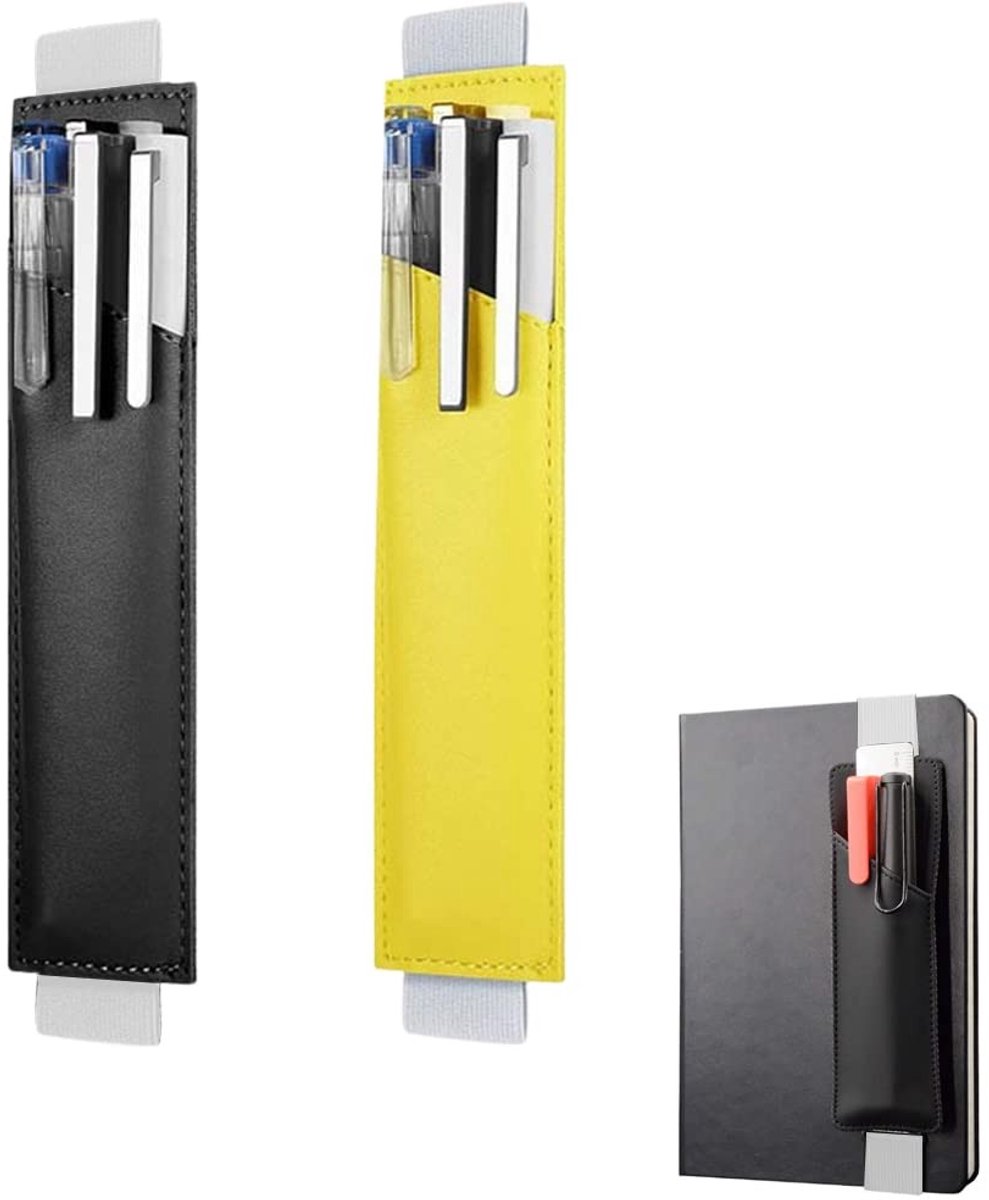 Winkel1 - Pencil Case - PU Leather Etui - Geschikt voor School - Zwart en Geel - Penhouder - Perfect voor Studenten en Kantoor
