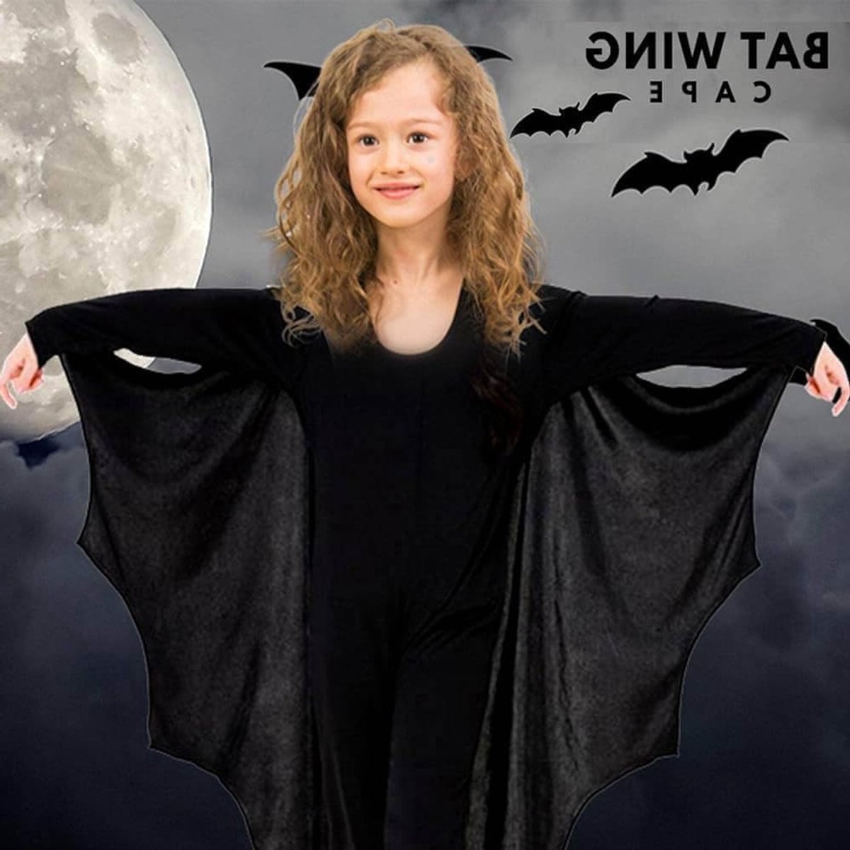 Halloween vleermuis kostuum voor kinderen, vleermuiscape, masker en haarclip voor feestjes, carnaval en rollenspellen