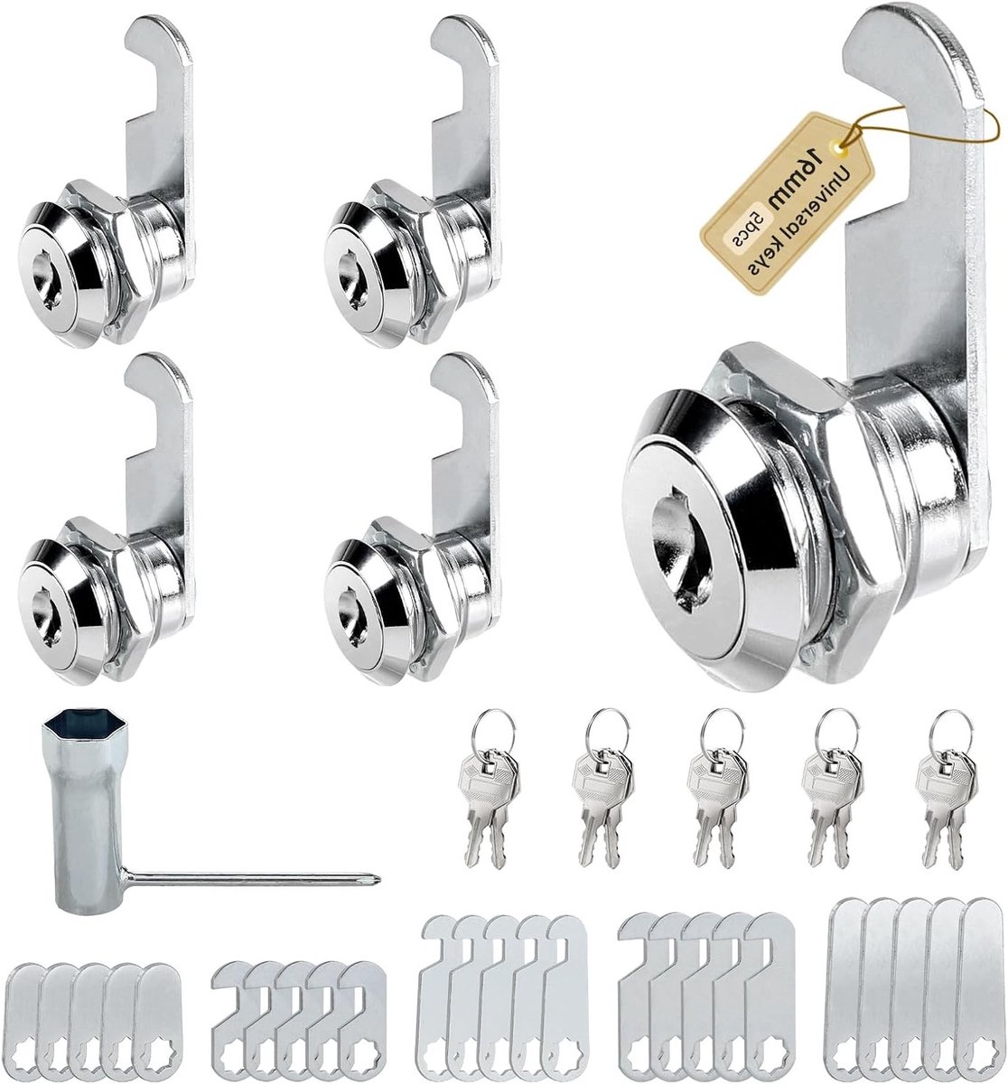 Mailbox slot set met 5 verschillende slotplaten, 10 universele sleutels en 16 mm cilinderslot voor kasten en meubels, ideaal voor kantoor en archiefkasten
