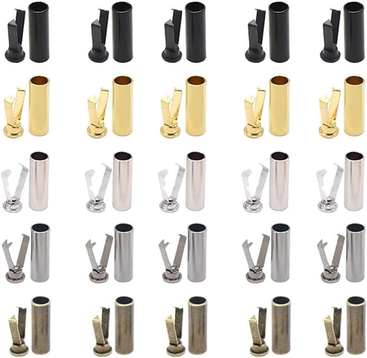 Schoenen veters met metalen uiteinden, 20 stuks in diverse kleuren: wit, zwart, grafiet, zilver en goud, standaard maat voor optimale pasvorm