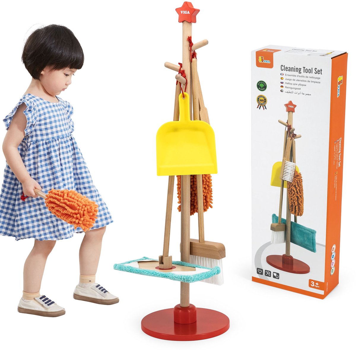 Viga Toys® Houten Speelgoed Schoonmaak Set
