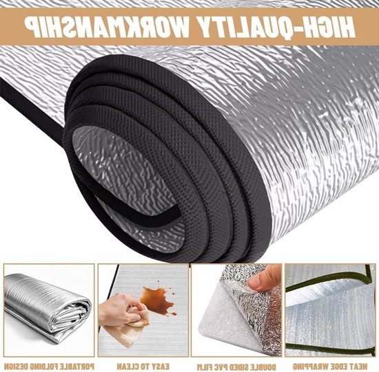 Isolatiemat voor Vloerbedekking, Opvouwbare Thermomat voor Camping, Waterdicht en Warmte-isolerend, 200 x 200 cm van Merkloos — afbeelding 3
