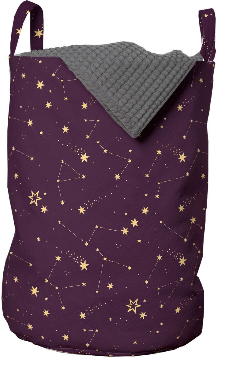 ABAKUHAUS Universum waszak, Constellations Cosmos Sky, wasmand met handvaten, trekkoordsluiting voor wasserettes, pruimen en pastel bruin