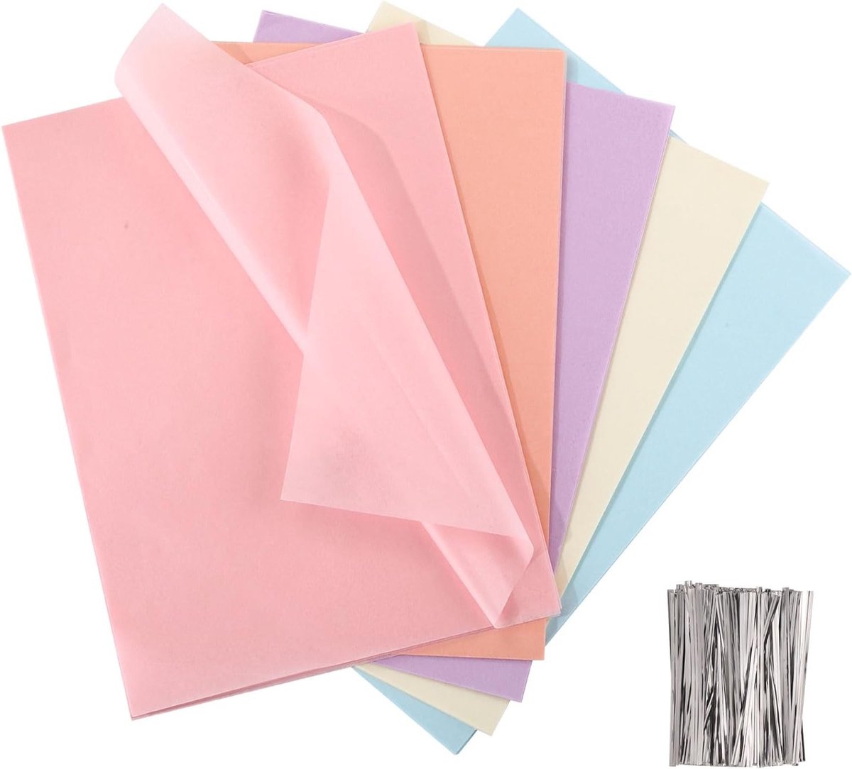 Kleurrijk Inpakpapier 300 Vellen 24 x 17 cm - Transparant Macaron Craft Papier voor Origami, Trouwen en Zomer Cadeaus in 5 Kleuren