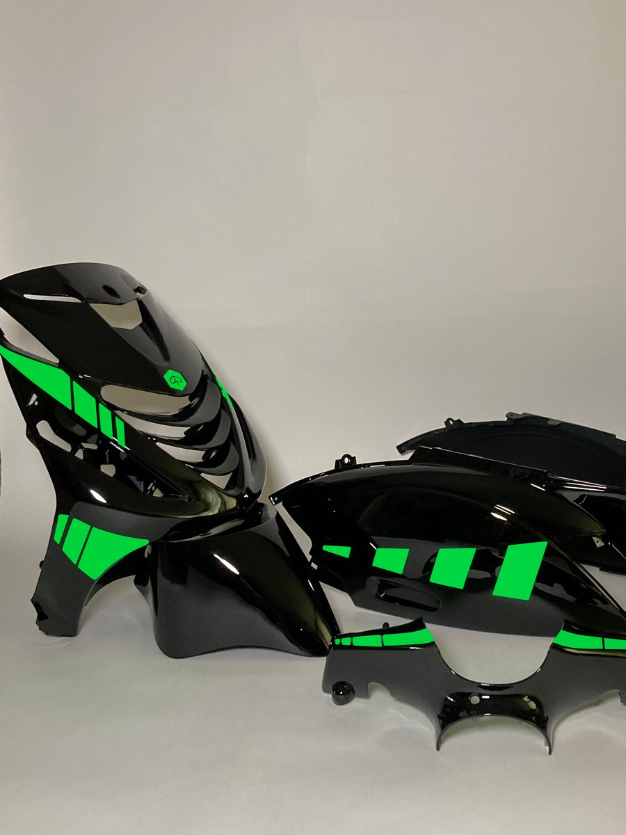 Piaggio Zip Stickerset - Striped - Fluor Groen