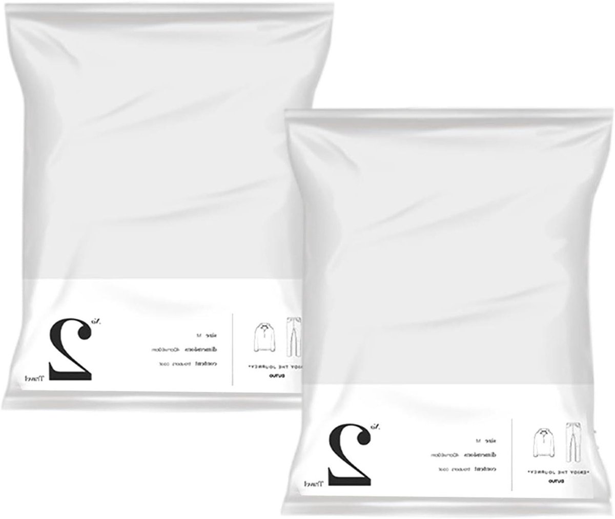Compressiezakken - reisstofzuigerzakken | Vacuümverpakkingszak | Compressiezakken voor reizen | 2x ruimtebesparende zakken | Verpakkingsorganisatoren voor kleding, dekbedden, dekens, beddengoed, geen